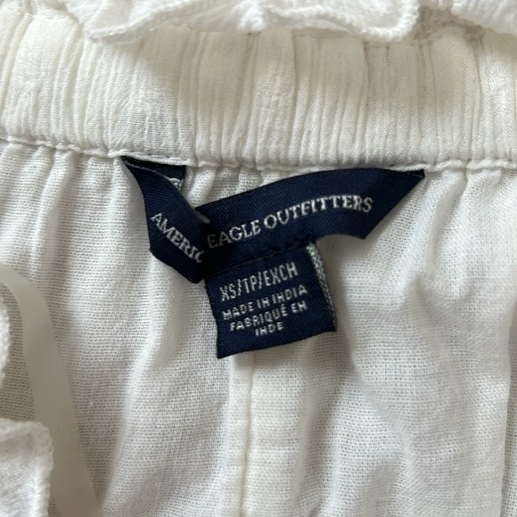 American Eagle White Off-Shoulder Blouse with Tie Sleeves - Picture 2 of 6